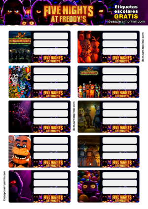 Etiquetas Escolares Five Nights At Freddys Pa